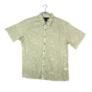 ExOfficio Men's Short Sleeve Button-Up Shirt L Green Leaf Print